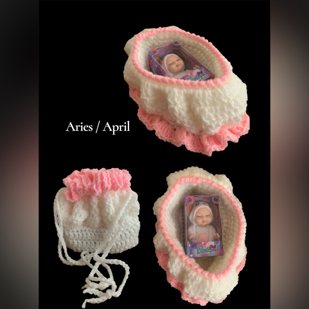 Hand Crafted Baby doll cradle purse with Zodiac Baby Doll - Picture 4 of 9